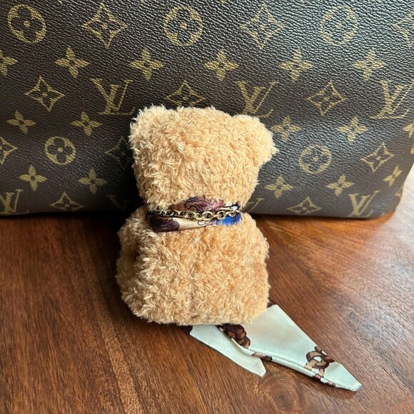 New TEDDY BEAR TWILLY SCARF Bag Charm Tan Navy 🧸 - Picture 6 of 6